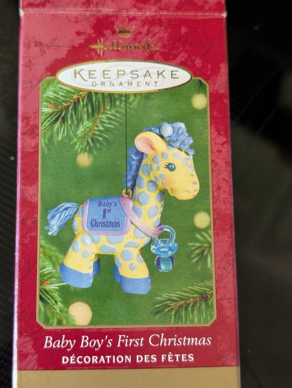 Hallmark Baby Boy's First Christmas Blue & Yellow Giraffe Keepsake Ornament 2001